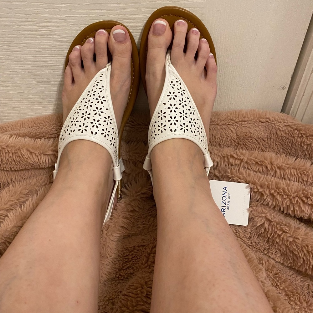 NWT - White T-Strap Sandals - Size 9